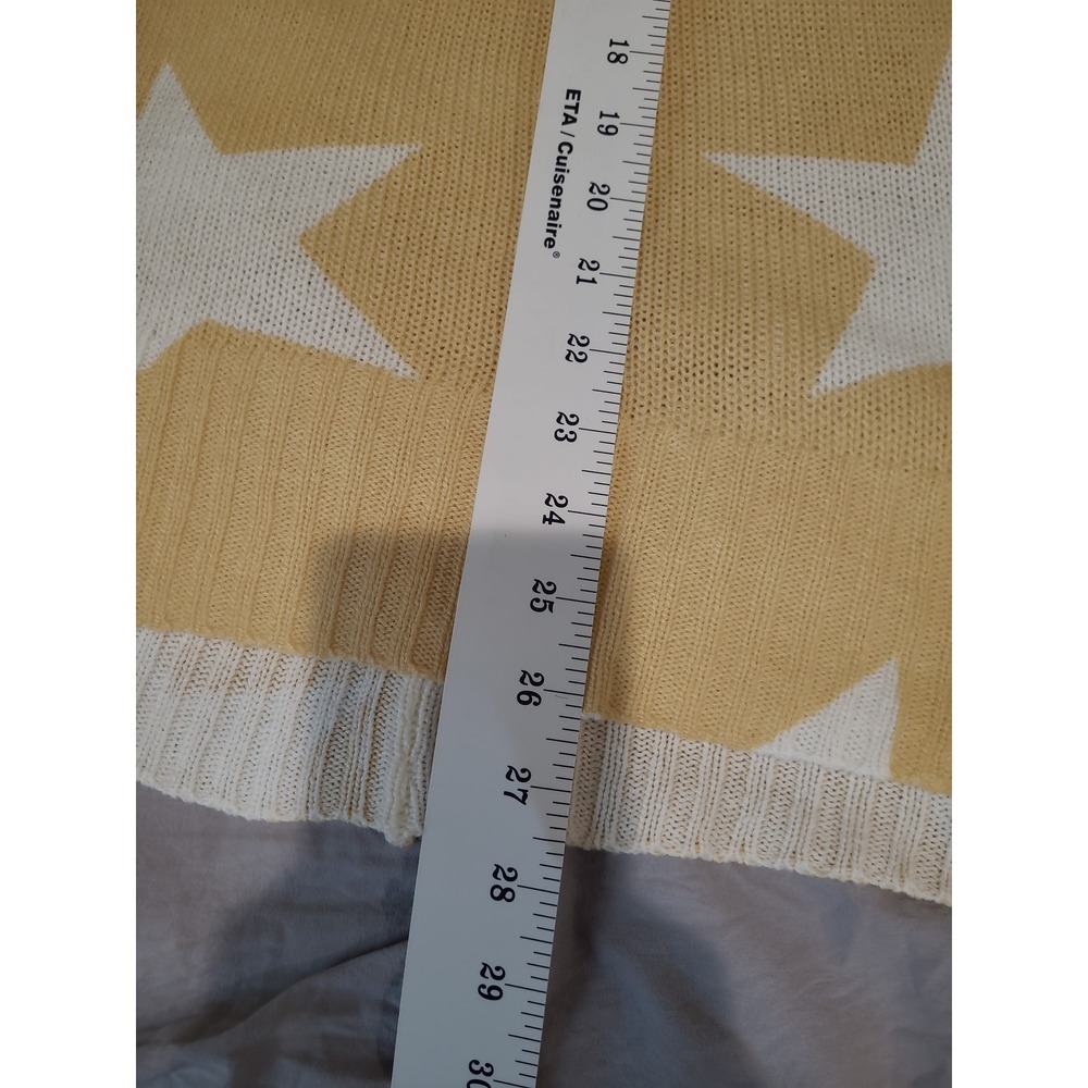 Rock & Roll Denim Women SZ M oversized V neck Star tunic Sweater Pale yellow - Picture 9 of 10
